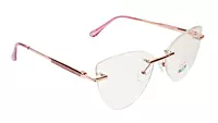Soigné Female Large Rimless Cat Eye Spectacle Frame.Gold&Purple