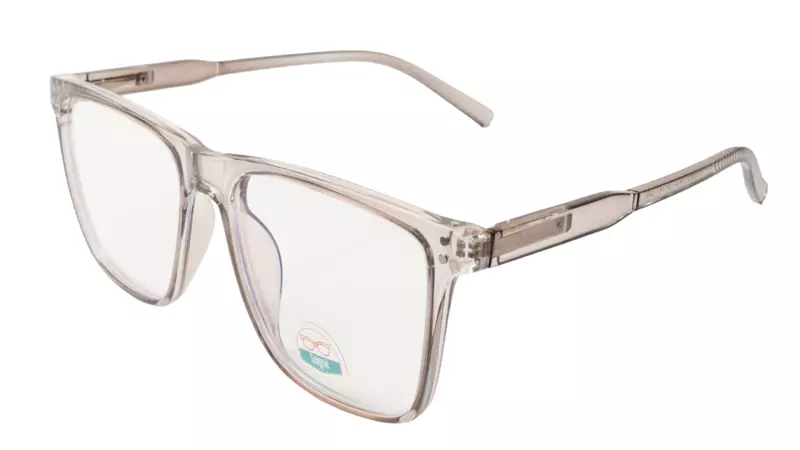 Soigné Unisex Oversized Square Spectacle Frame.Clear Gray