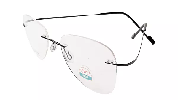 Soigné Unisex Rimless Aviator Flexible Medium Spectacle Frame.Black