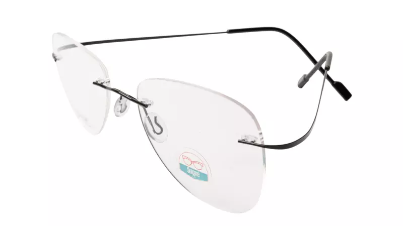 Soigné Unisex Rimless Aviator Flexible Medium Spectacle Frame.Black