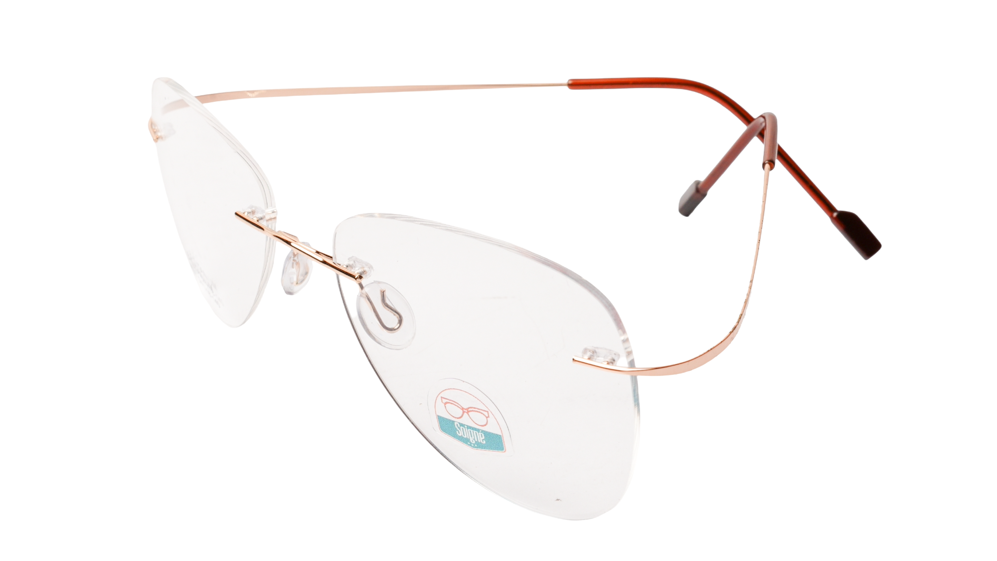 Soigné Unisex Rimless Aviator Flexible Medium Spectacle Frame.Gold