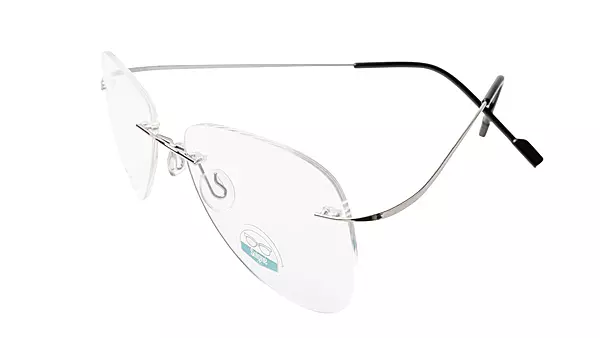 Soigné Unisex Rimless Aviator Flexible Medium Spectacle Frame.Silver