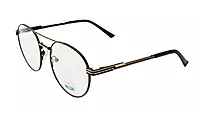 Soigné Unisex Medium Round Spectacle Frame.Black & Gold