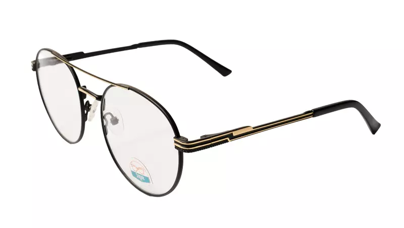 Soigné Unisex Medium Round Spectacle Frame.Black & Gold