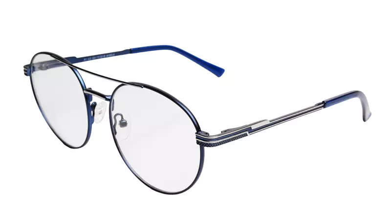 Soigné Unisex Medium Round Spectacle Frame.Blue & Silver