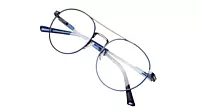 Soigné Unisex Medium Round Spectacle Frame.Blue & Silver