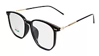 Soigné Unisex Oversized Square Spectacle Frame.Black&Gold