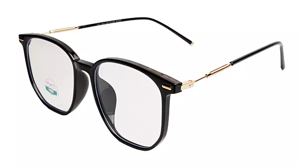 Soigné Unisex Oversized Square Spectacle Frame.Black&Gold