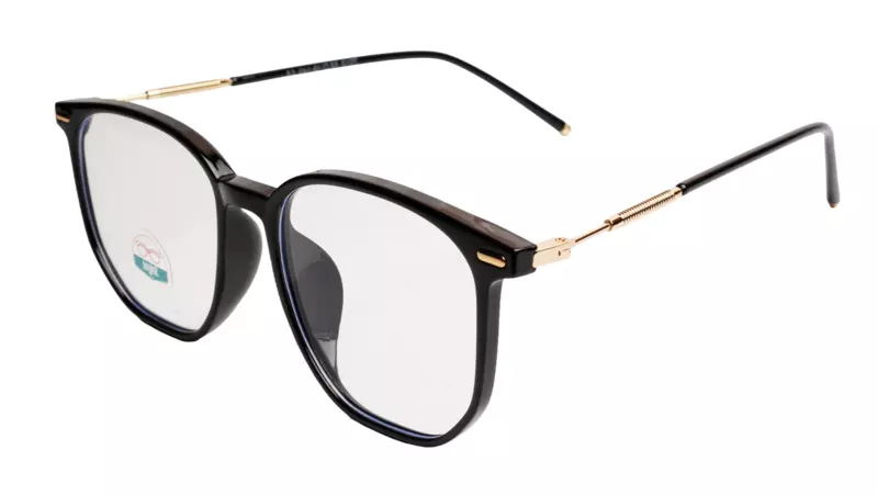 Soigné Unisex Oversized Square Spectacle Frame.Black&Gold