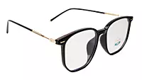 Soigné Unisex Oversized Square Spectacle Frame.Black&Gold