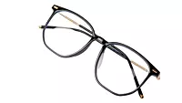 Soigné Unisex Oversized Square Spectacle Frame.Black&Gold
