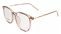 Soigné Unisex Oversized Square Spectacle Frame.Clear Brown&Gold