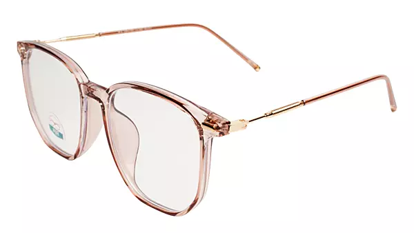 Soigné Unisex Oversized Square Spectacle Frame.Clear Brown&Gold