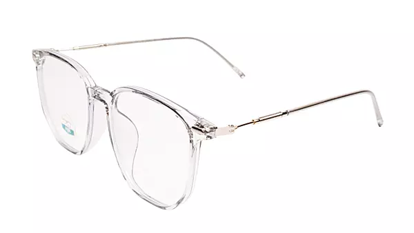 Soigné Unisex Oversized Square Spectacle Frame.Clear Gray&Silver