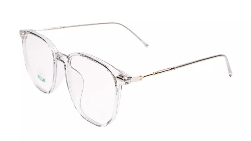 Soigné Unisex Oversized Square Spectacle Frame.Clear Gray&Silver