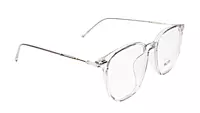 Soigné Unisex Oversized Square Spectacle Frame.Clear Gray&Silver