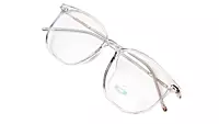 Soigné Unisex Oversized Square Spectacle Frame.Clear Gray&Silver