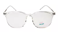 Soigné Unisex Oversized Square Spectacle Frame.Transparent&Silver