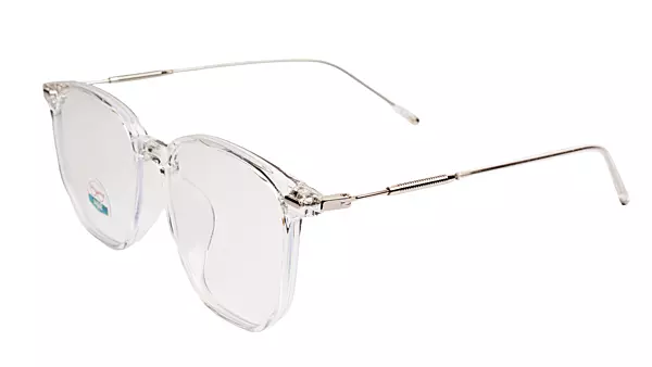 Soigné Unisex Oversized Square Spectacle Frame.Transparent&Silver