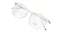 Soigné Unisex Oversized Square Spectacle Frame.Transparent&Silver