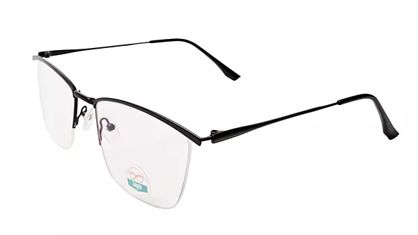 Soigné Unisex Medium Rectangular Rimless Spectacle Frame.Black