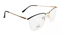 Soigné Unisex Medium Rectangular Rimless Spectacle Frame.Gold&Black Frame