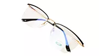 Soigné Unisex Medium Rectangular Rimless Spectacle Frame.Gold&Black Frame