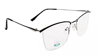 Soigné Unisex Medium Rectangular Rimless Spectacle Frame.Silver&Black Frame