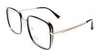 Soigné Unisex Oversized Square Spectacle Frame.Golden&Black