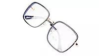 Soigné Unisex Oversized Square Spectacle Frame.Golden&Black