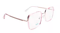 Soigné Female Oversized Square Spectacle Frame.Clear Pink&Gold