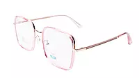 Soigné Female Oversized Square Spectacle Frame.Clear Pink&Gold