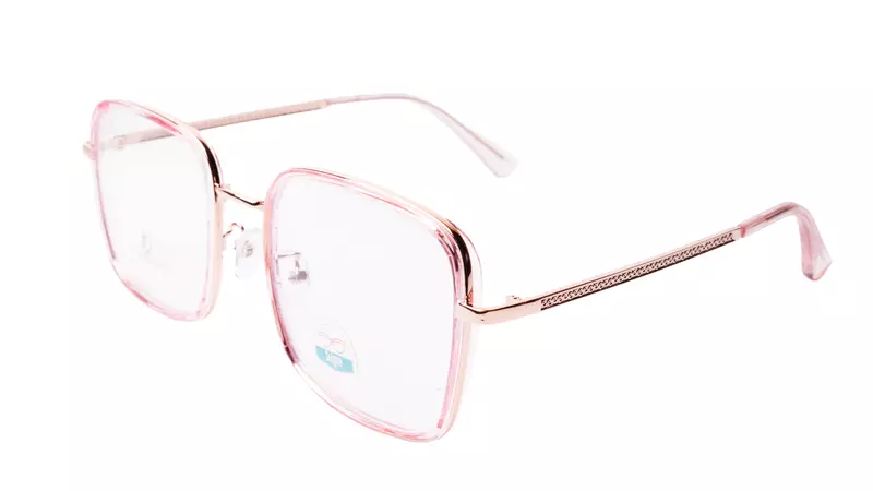 Soigné Female Oversized Square Spectacle Frame.Clear Pink&Gold