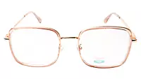 Soigné Unisex Oversized Square Spectacle Frame.Clear Brown&Golden