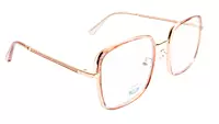 Soigné Unisex Oversized Square Spectacle Frame.Clear Brown&Golden