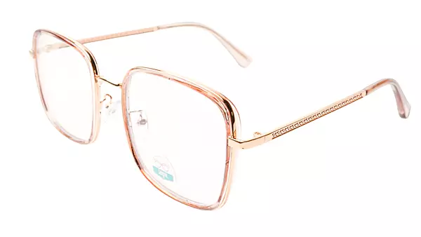 Soigné Unisex Oversized Square Spectacle Frame.Clear Brown&Golden