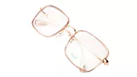 Soigné Unisex Oversized Square Spectacle Frame.Clear Brown&Golden