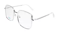 Soigné Unisex Oversized Square Spectacle Frame.Transparent&Silver Color