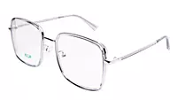 Soigné Unisex Oversized Square Spectacle Frame.Clear Gray&Silver Color