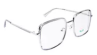 Soigné Unisex Oversized Square Spectacle Frame.Clear Gray&Silver Color