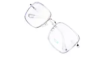 Soigné Unisex Oversized Square Spectacle Frame.Clear Gray&Silver Color
