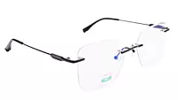 Soigné Unisex Medium Square Rimless Spectacle Frame.Black Frame