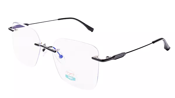 Soigné Unisex Medium Square Rimless Spectacle Frame.Black Frame
