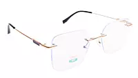 Soigné Unisex Medium Square Rimless Spectacle Frame.Gold&Black Frame