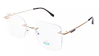 Soigné Unisex Medium Square Rimless Spectacle Frame.Gold&Black Frame