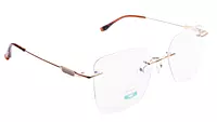 Soigné Unisex Medium Square Rimless Spectacle Frame.Gold&Brown