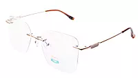Soigné Unisex Medium Square Rimless Spectacle Frame.Gold&Brown