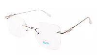 Soigné Unisex Medium Square Rimless Spectacle Frame.Golden Color