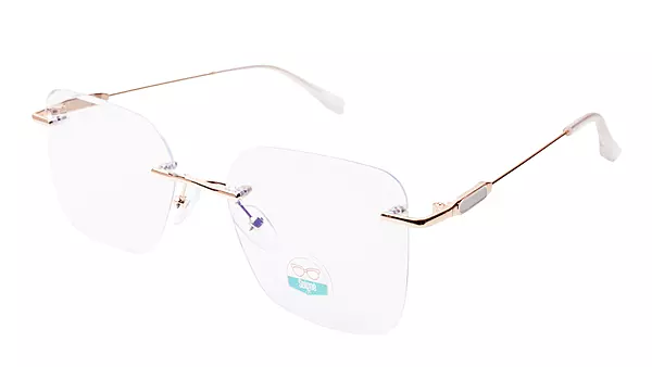 Soigné Unisex Medium Square Rimless Spectacle Frame.Golden Color