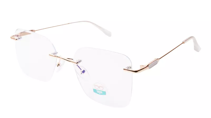 Soigné Unisex Medium Square Rimless Spectacle Frame.Golden Color